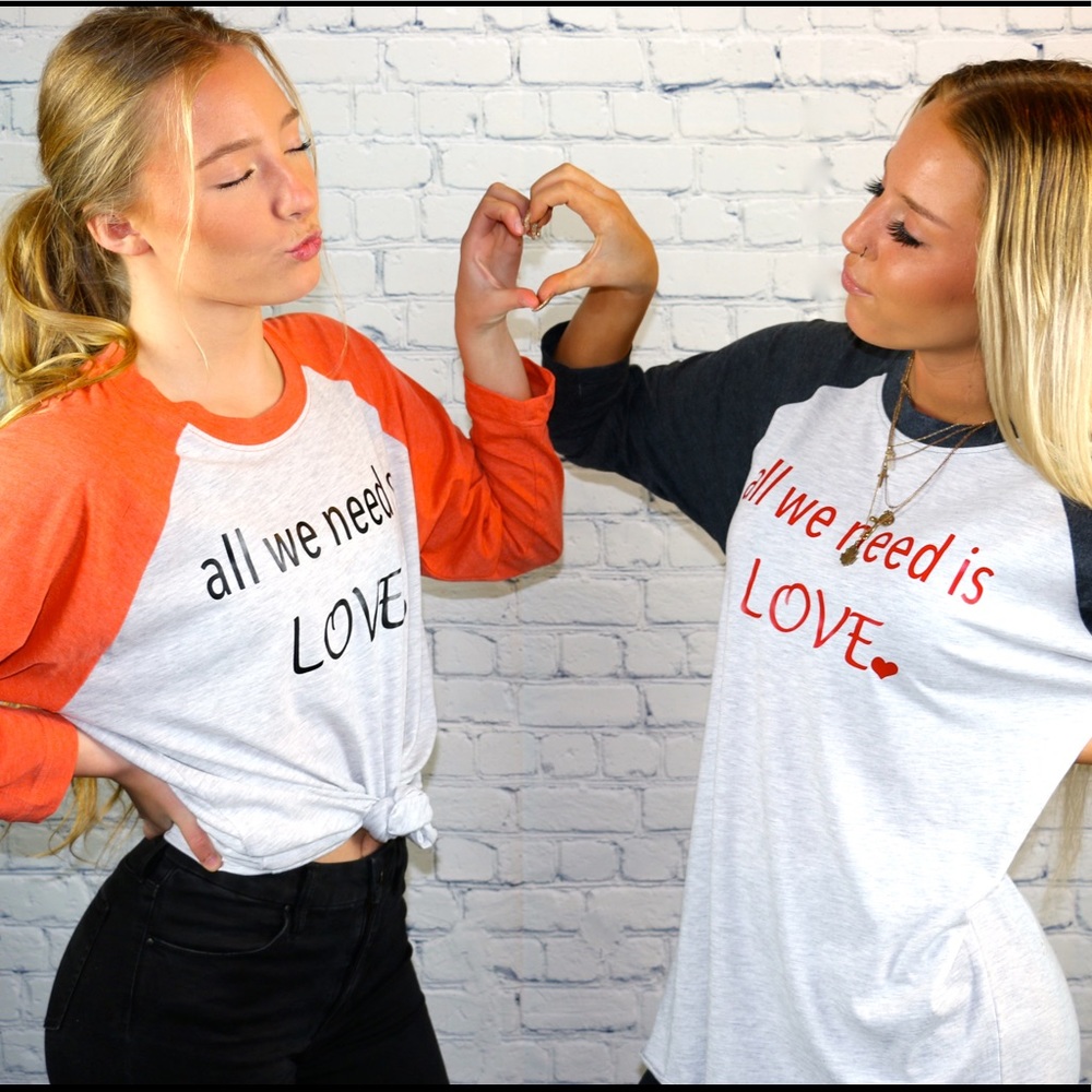 All we need is 🖤 Grapgic Raglan Tees